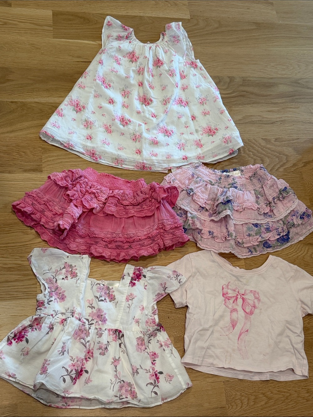 LOT LOVE SHACK FANCY Girls Floral & Pink Mix Dress and Skirt Bundle size 18-3Y